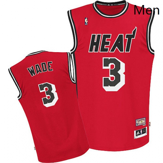 Mens Adidas Miami Heat 3 Dwyane Wade Authentic Red Hardwood Clas