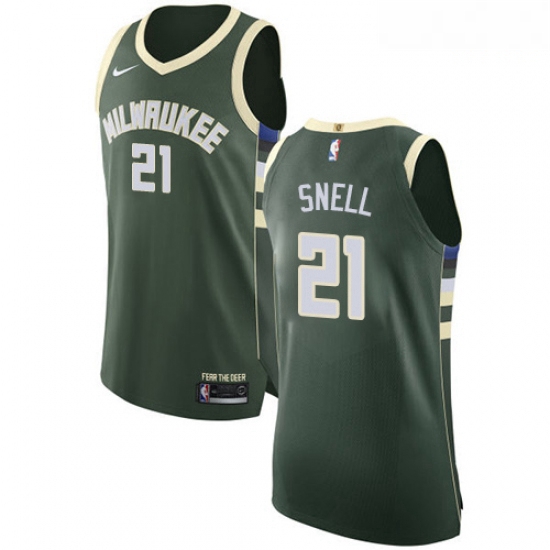 Mens Nike Milwaukee Bucks 21 Tony Snell Authentic Green Road NBA