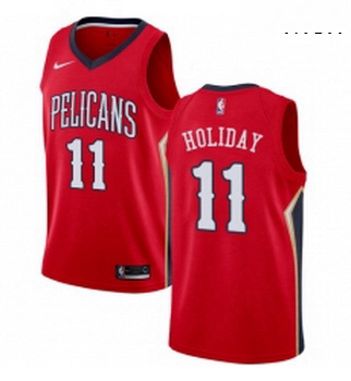 Mens Nike New Orleans Pelicans 11 Jrue Holiday Swingman Red Alte
