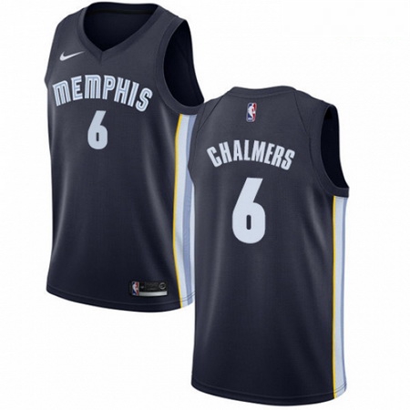 Mens Nike Memphis Grizzlies 6 Mario Chalmers Swingman Navy Blue Road NBA Jersey Icon Edition