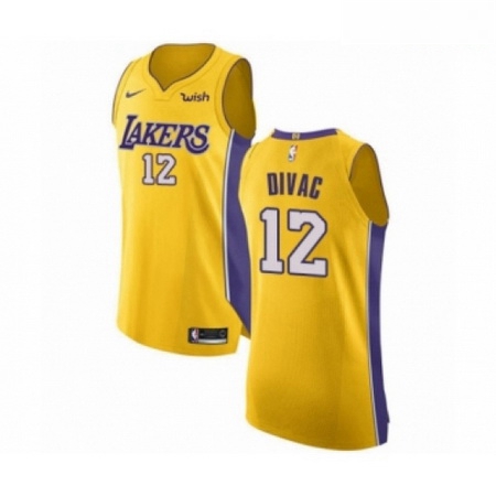 Mens Los Angeles Lakers 12 Vlade Divac Authentic Gold Home Basketball Jersey Icon Edition