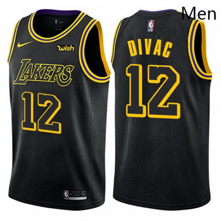 Mens Nike Los Angeles Lakers 12 Vlade Divac Swingman Black City 