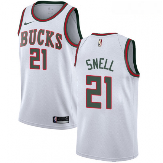 Mens Nike Milwaukee Bucks 21 Tony Snell Swingman White Fashion H