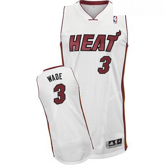 Mens Adidas Miami Heat 3 Dwyane Wade Authentic White Home NBA Je
