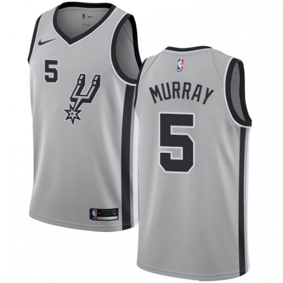 Mens Nike San Antonio Spurs 5 Dejounte Murray Swingman Silver Al