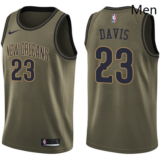 Mens Nike New Orleans Pelicans 23 Anthony Davis Swingman Green Salute to Service NBA Jersey