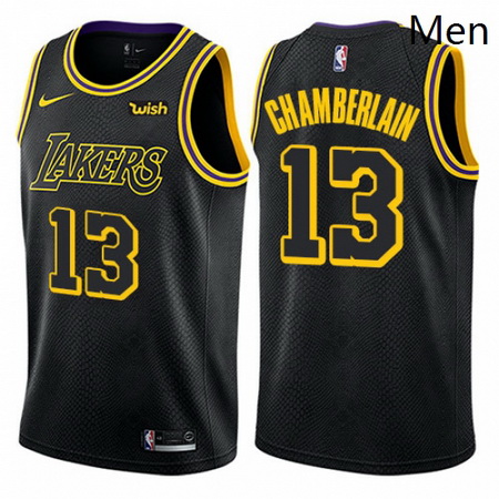 Mens Nike Los Angeles Lakers 13 Wilt Chamberlain Authentic Black City Edition NBA Jersey