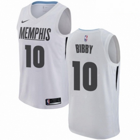 Mens Nike Memphis Grizzlies 10 Mike Bibby Authentic White NBA Je