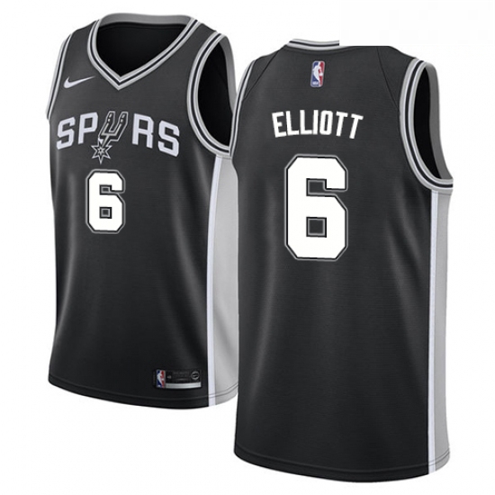 Mens Nike San Antonio Spurs 6 Sean Elliott Swingman Black Road NBA Jersey Icon Edition