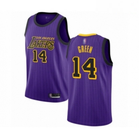 Mens Los Angeles Lakers 14 Danny Green Authentic Purple Basketball Jersey City Edition