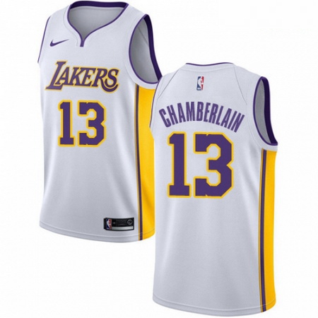 Mens Nike Los Angeles Lakers 13 Wilt Chamberlain Authentic White
