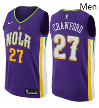 Mens Nike New Orleans Pelicans 27 Jordan Crawford Authentic Purple NBA Jersey City Edition