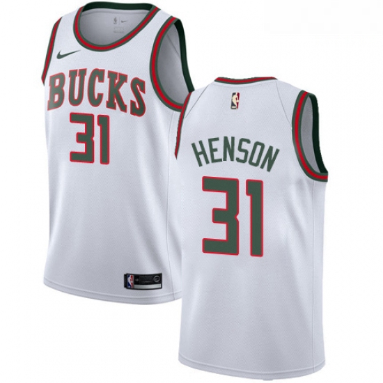 Mens Nike Milwaukee Bucks 31 John Henson Swingman White Fashion 