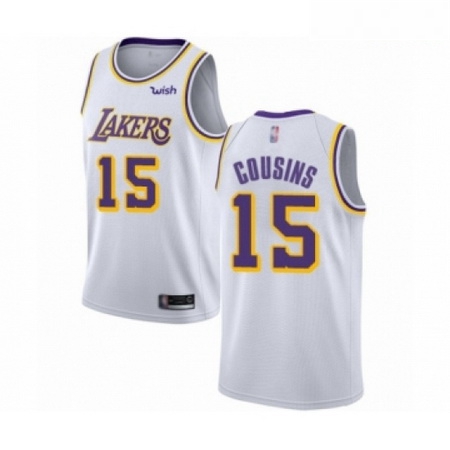 Mens Los Angeles Lakers 15 DeMarcus Cousins Authentic White Basketball Jersey Association Edition