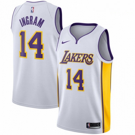 Mens Nike Los Angeles Lakers 14 Brandon Ingram Authentic White NBA Jersey Association Edition