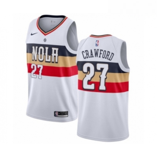 Mens Nike New Orleans Pelicans 27 Jordan Crawford White Swingman Jersey Earned Edition