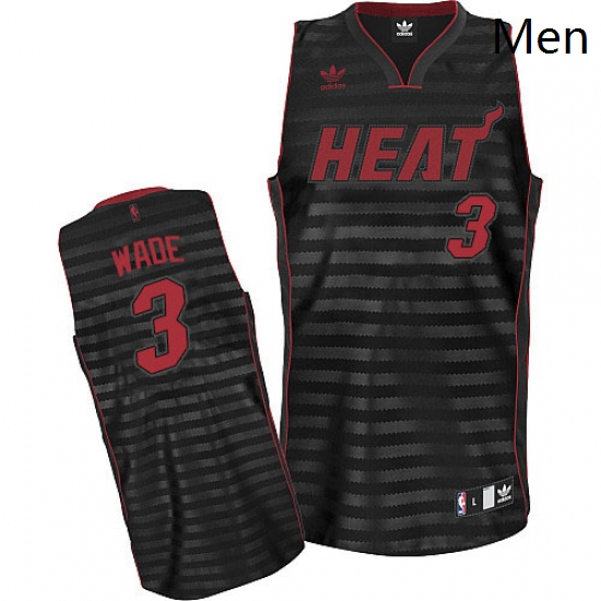 Mens Adidas Miami Heat 3 Dwyane Wade Swingman BlackGrey Groove NBA Jersey