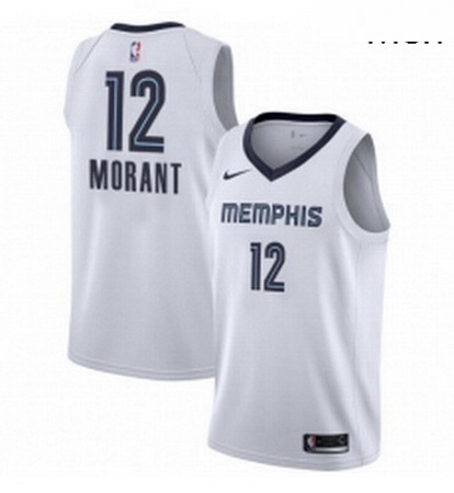 Mens Nike Memphis Grizzlies 12 Ja Morant White NBA Swingman Association Edition Jersey