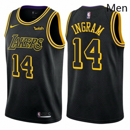 Mens Nike Los Angeles Lakers 14 Brandon Ingram Swingman Black City Edition NBA Jersey