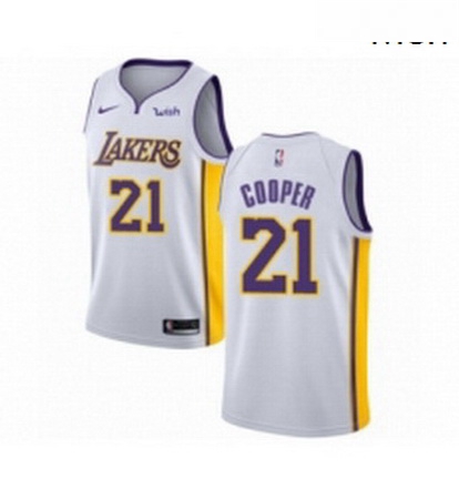 Mens Los Angeles Lakers 21 Michael Cooper Authentic White Basket
