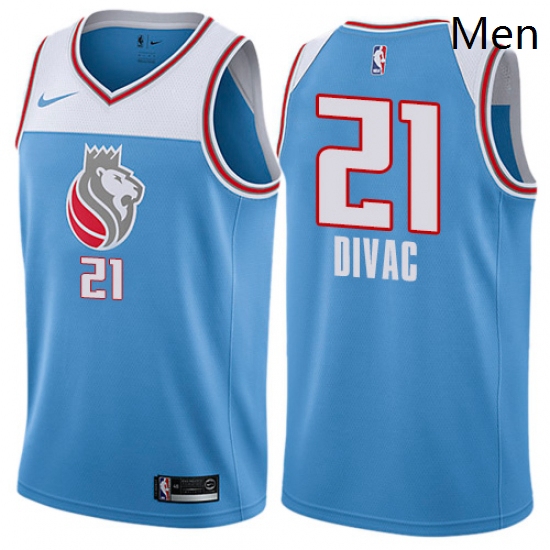 Mens Nike Sacramento Kings 21 Vlade Divac Authentic Blue NBA Jersey City Edition