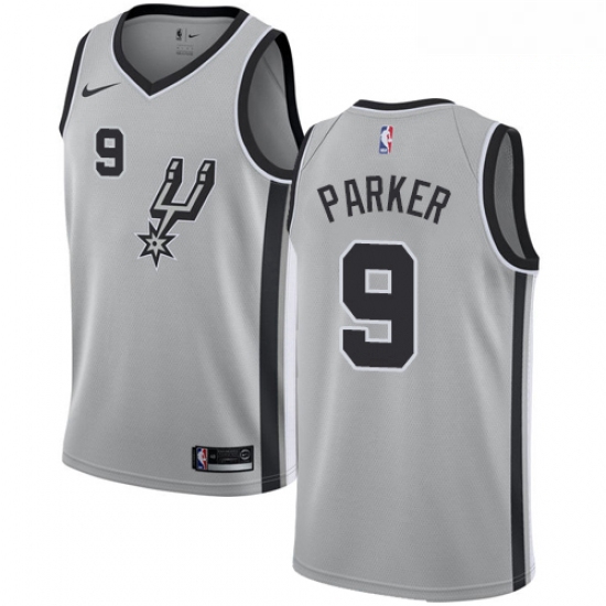 Mens Nike San Antonio Spurs 9 Tony Parker Swingman Silver Altern