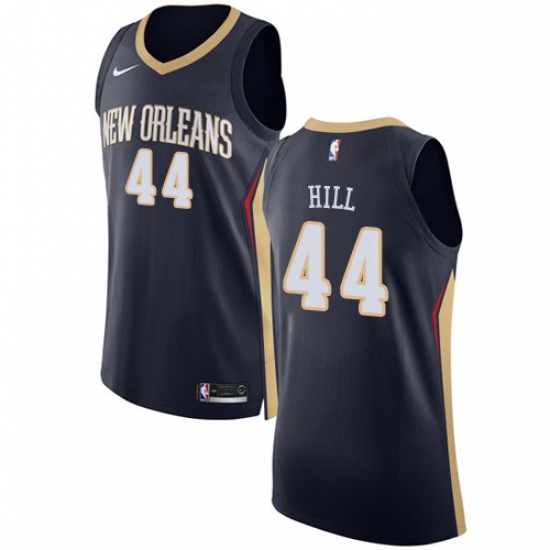 Mens Nike New Orleans Pelicans 44 Solomon Hill Authentic Navy Bl