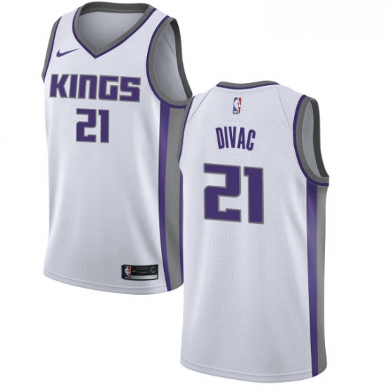 Mens Nike Sacramento Kings 21 Vlade Divac Authentic White NBA Je