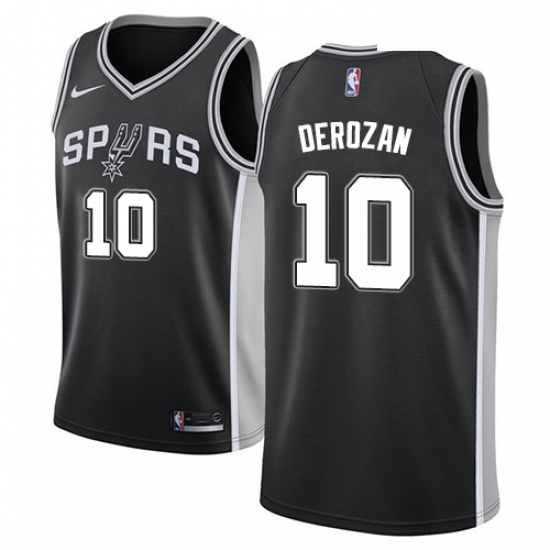 Mens Nike San Antonio Spurs 10 DeMar DeRozan Swingman Black NBA Jersey Icon Edition