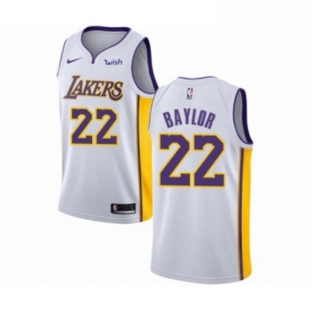 Mens Los Angeles Lakers 22 Elgin Baylor Authentic White Basketball Jersey Association Edition