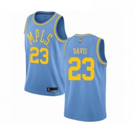 Mens Los Angeles Lakers 23 Anthony Davis Authentic Blue Hardwood Classics Basketball Jersey