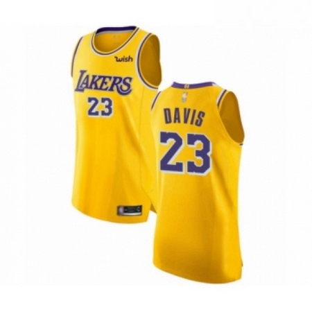 Mens Los Angeles Lakers 23 Anthony Davis Authentic Gold Basketball Jersey Icon Edition