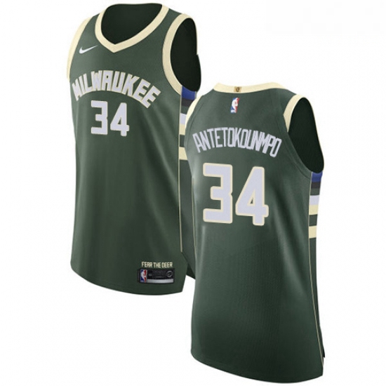 Mens Nike Milwaukee Bucks 34 Giannis Antetokounmpo Authentic Gre