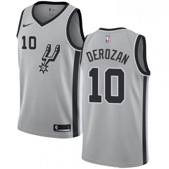 Mens Nike San Antonio Spurs 10 DeMar DeRozan Swingman Silver NBA