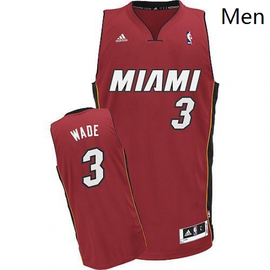 Mens Adidas Miami Heat 3 Dwyane Wade Swingman Red Alternate NBA Jersey