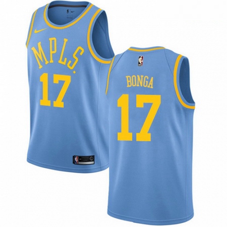 Mens Nike Los Angeles Lakers 17 Isaac Bonga Swingman Blue Hardwood Classics NBA Jersey