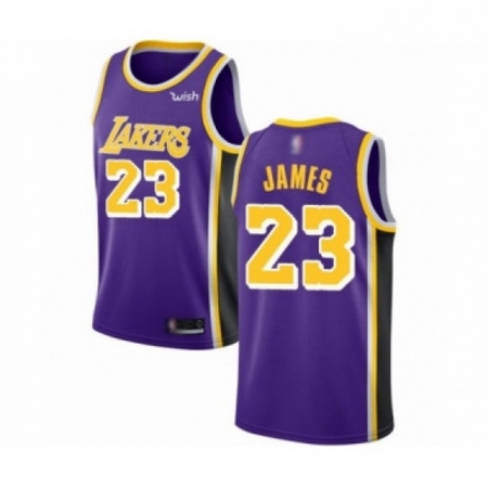 Mens Los Angeles Lakers 23 LeBron James Authentic Purple Basketball Jerseys Statement Editi