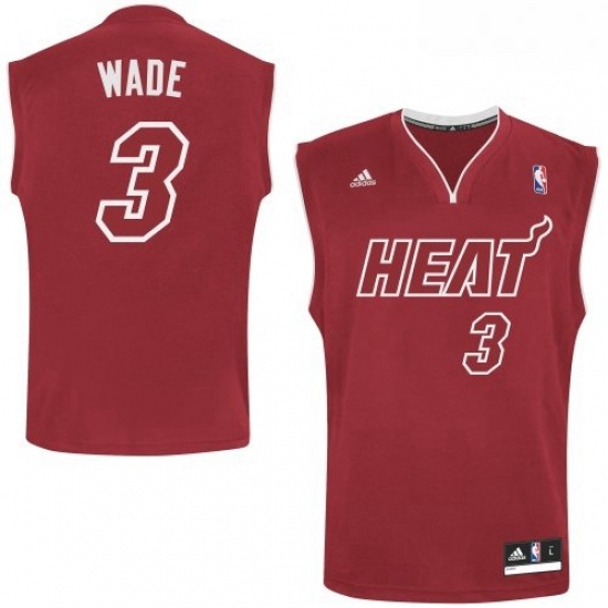 Mens Adidas Miami Heat 3 Dwyane Wade Swingman Red Pride NBA Jersey