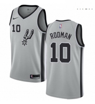 Mens Nike San Antonio Spurs 10 Dennis Rodman Swingman Silver Alt