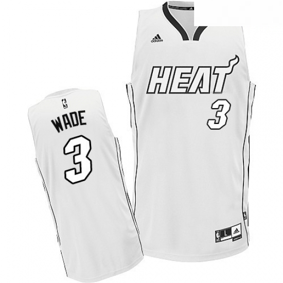 Mens Adidas Miami Heat 3 Dwyane Wade Swingman White On White NBA Jersey
