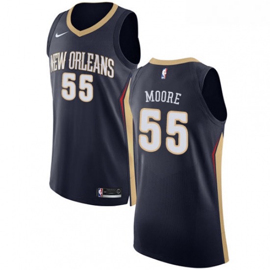 Mens Nike New Orleans Pelicans 55 ETwaun Moore Authentic Navy Bl