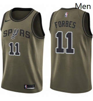 Mens Nike San Antonio Spurs 11 Bryn Forbes Swingman Green Salute to Service NBA Jersey