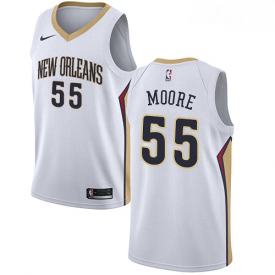 Mens Nike New Orleans Pelicans 55 ETwaun Moore Authentic White H