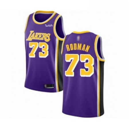 Mens Los Angeles Lakers 73 Dennis Rodman Authentic Purple Basket