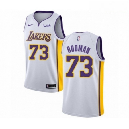 Mens Los Angeles Lakers 73 Dennis Rodman Authentic White Basketb