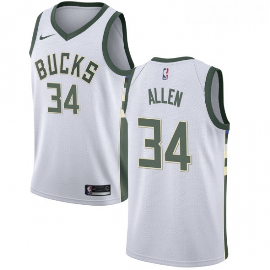 Mens Nike Milwaukee Bucks 34 Ray Allen Authentic White Home NBA 