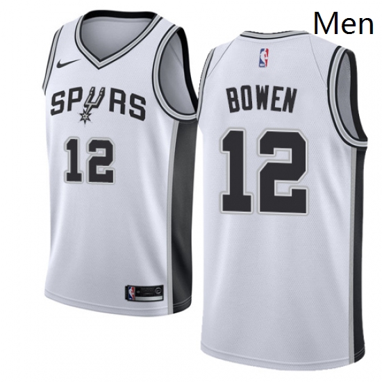 Mens Nike San Antonio Spurs 12 Bruce Bowen Authentic White Home 
