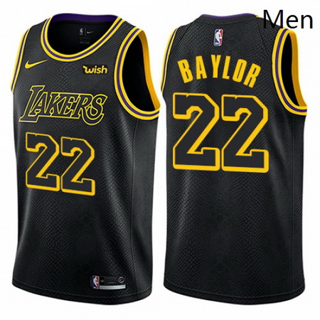 Mens Nike Los Angeles Lakers 22 Elgin Baylor Authentic Black City Edition NBA Jersey