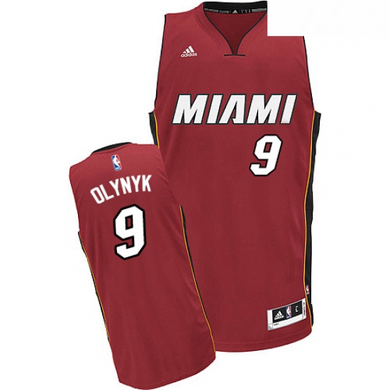 Mens Adidas Miami Heat 9 Kelly Olynyk Swingman Red Alternate NBA Jersey