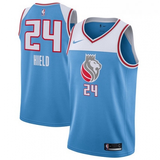 Mens Nike Sacramento Kings 24 Buddy Hield Authentic Blue NBA Jer